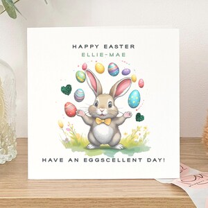 Carte de voeux personnalisée Joyeuses Pâques pour fille, jolie carte pour Pâques, carte de Pâques drôle pour fils, carte de Pâques lapin, carte de Pâques lapin