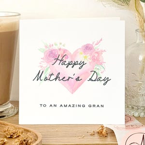 Carte de fête des mères personnalisée pour grand-mère, carte de fête des mères grand-mère à fleurs roses, carte de grand-mère pour la fête des mères