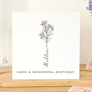 Carte d'anniversaire florale personnalisée pour amie, carte d'anniversaire pour amie de luxe pour elle, carte d'anniversaire texturée illustration de fleurs pour amie