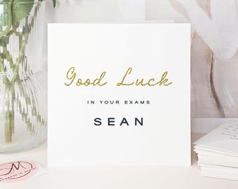 Luxury Personalised Gold Glitter Star Good Luck Exam Card: Handmade