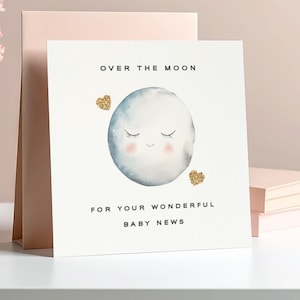 Carte d'actualités sur la lune pour bébé, carte pour bébé, future carte parents, cadeaux pour parents, carte de grossesse, carte de félicitations pour bébé