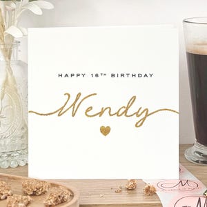 Carte personnalisée de 16e anniversaire pour soeur, carte or 16e fille, carte d'anniversaire personnalisée petite-fille pour la célébration de 16e anniversaire