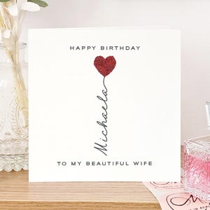 Carte d'anniversaire personnalisée scintillante pour femme, carte d'anniversaire de luxe pour femme, carte d'anniversaire scintillante rouge pour femme, carte d'anniversaire scintillante pour femme
