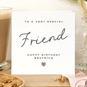 Carte d'anniversaire personnalisée pour amie, carte d'anniversaire rose pour amie, carte d'anniversaire pour amie, carte d'anniversaire pour femme, jolie carte pour amie,