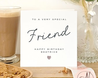 Carte d'anniversaire personnalisée pour amie, carte d'anniversaire rose pour amie, carte d'anniversaire pour amie, carte d'anniversaire pour femme, jolie carte pour amie,
