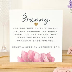 Carte personnalisée de fête des mères pour grand-mère, carte de fête des mères florale rose pour grand-mère, carte de grand-mère, carte de fête des mères pour grand-mère