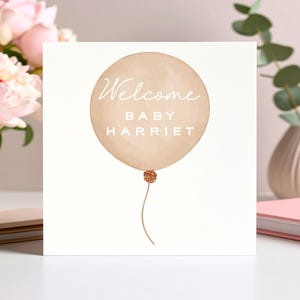 Nouvelles cartes personnalisées, Carte de bienvenue avec nom personnalisé, Carte de bébé unique en son genre, Carte de bébé fille, Carte de bébé garçon, Ballon de bébé