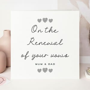 Personalised Vow Renewal Card, Silver Glitter Hearts