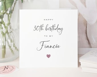 30th Birthday Card for Fiancée, Pink Glitter Heart