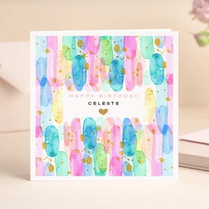 Personalised Abstract Birthday Card: Biodegradable Gold Glitter, Handmade