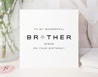 Luxury Personalised Silver Glitter Star Birthday Card For Brother