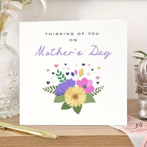 Carte de pensée pour vous pour la fête des mères, carte de sympathie pour un bouquet de fleurs pour la fête des mères, cadeau de fête des mères pour un ami, 1ère fête des mères sans maman