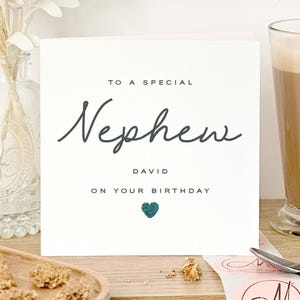 Carte d'anniversaire personnalisée pour neveu, cadeau d'anniversaire spécial pour neveu, carte d'anniversaire pour neveu, carte d'anniversaire verte pour lui