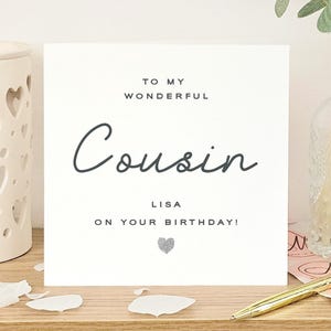 Personalised Birthday Card For Cousin, Unique Birthday Gifts For Her, Cousin Birthday Card, Biodegradable Glitter Birthday Greeting Card