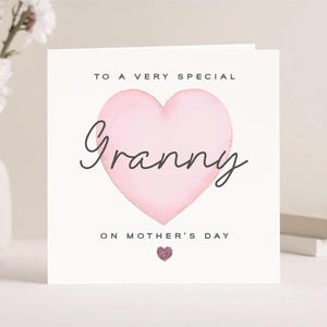 Floral Mother&#39;s Day Card For Granny: Watercolor Heart, Glitter Detail