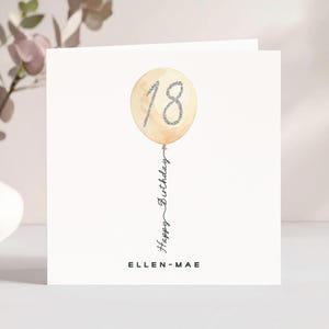 Luxury 18th Birthday Card: Silver Glitter Balloon Design