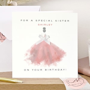 Luxury birthday card for sister, Elegant birthday card for sister's birthday, Pink card for sister's birthday, Sister gifts for birthday