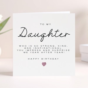 Luxury Personalised Handmade Birthday Card for Daughter: Glitter Heart, Eco-Friendly