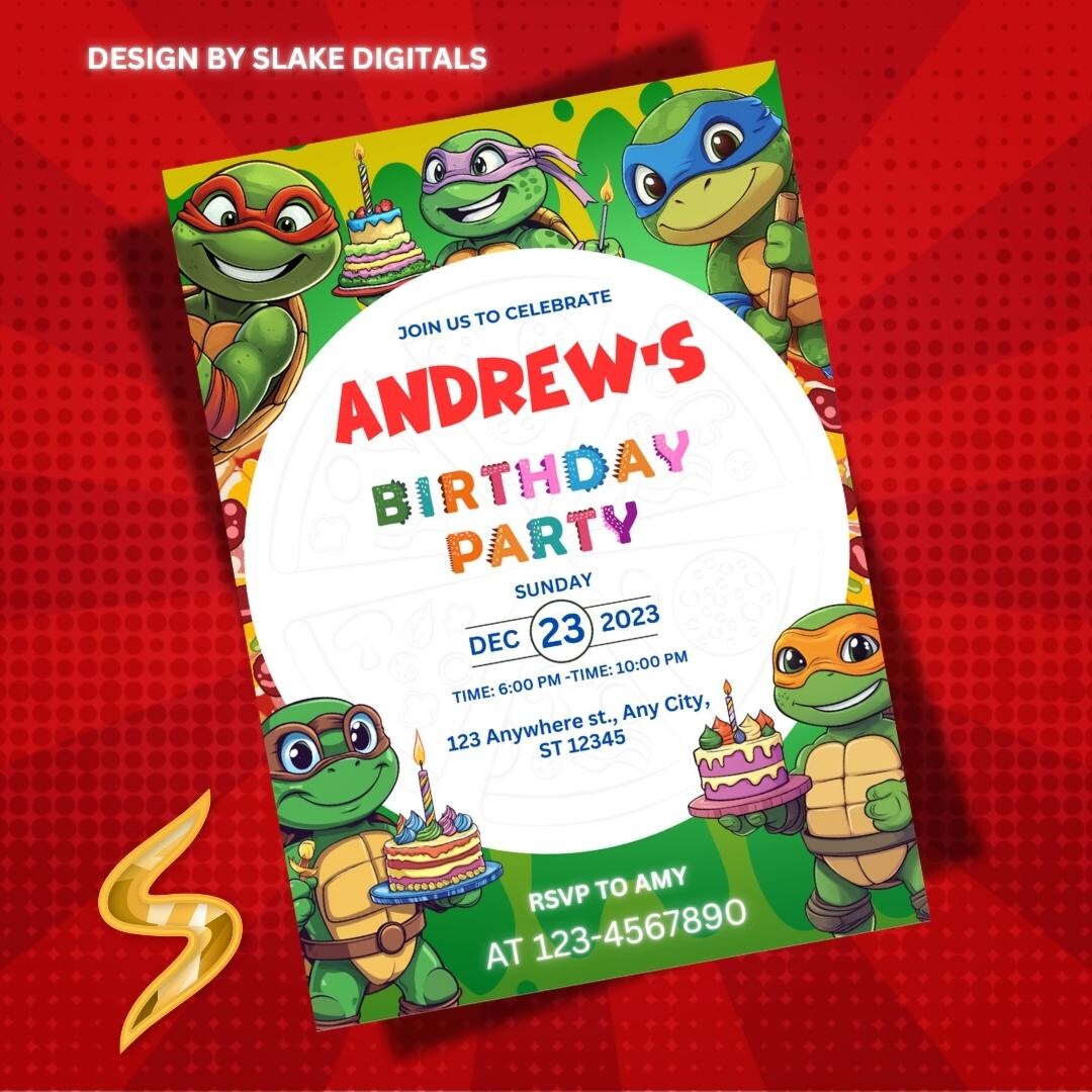 ninja-turtle-birthday-invitation-superhero-invite-ninja-turtles-birthday-flyer-tmnt-mobile-invitation-kids-birthday-invite-birthday-evite-etsy