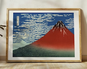 葛飾北斎の富士山版画 – 日本の木版画、晴天 - Etsy 日本