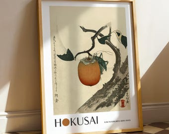 Tableau Mural Hokusai - Sauterelle Et Iris, Toile Sur Cadre, Prêt à Accrocher, Neuf