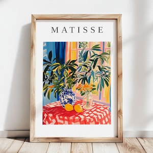 Lámina de Henri Matisse: Jarrón de flores abstracto moderno. Obra minimalista y colorida para sala de estar, dormitorio, oficina y decoración de pared de estilo fauvista.