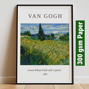 Vincent Van Gogh Original Green Wheat Field with Cypress - Modern Exhibition Wall Art, Van Gogh Print, Impressionist Print