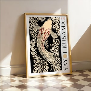 Arte mural de peces koi de Yayoi Kusama / Póster de peces koi para dormitorio / Póster de peces koi / Impresión de peces koi / Impresión inspirada en Kusama / Impresión de arte japonés