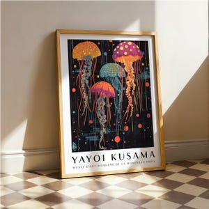 Impresión de medusas de Yayoi Kusama / Arte de pared retro Arte de pared japonés Póster de anime Impresión de medusas retro Póster de medusas