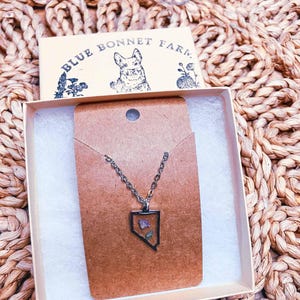 Nevada Flower Pendant Necklace, Hypoallergenic Stainless Steel, Real Flower Petals, Custom State Jewelry, Handmade Unique Gift for Her
