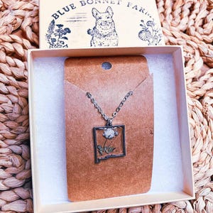 New Mexico Flower Pendant Necklace, Hypoallergenic Stainless Steel, Real Flower Petals, Custom State Jewelry, Handmade Unique Gift for Her