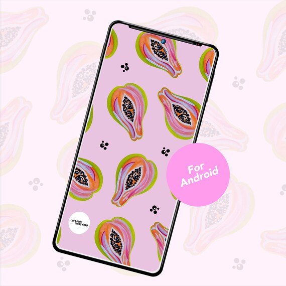 Papaya Android Wallpaper: Hand-Painted Fruit Print (Digital Download)