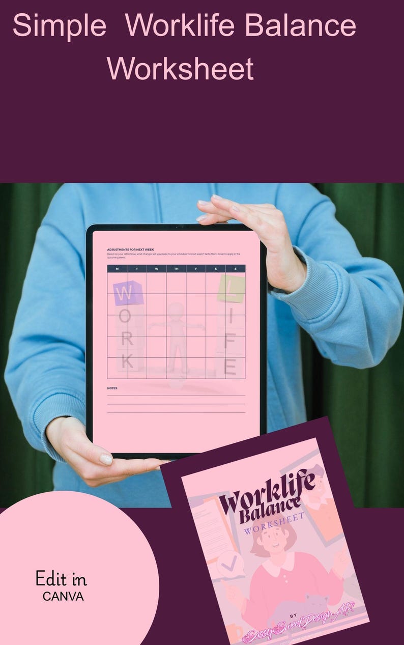 WORKLIFE BALANCE WORKSHEET - Etsy