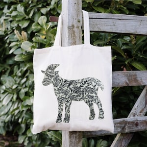 sac fourre-tout en chèvre brodé, chèvre colorée, cadeau pour amoureux des chèvres, maman chèvre, animal de la ferme, fourre-tout du marché de producteurs, sac réutilisable, cartable, chèvre élégante