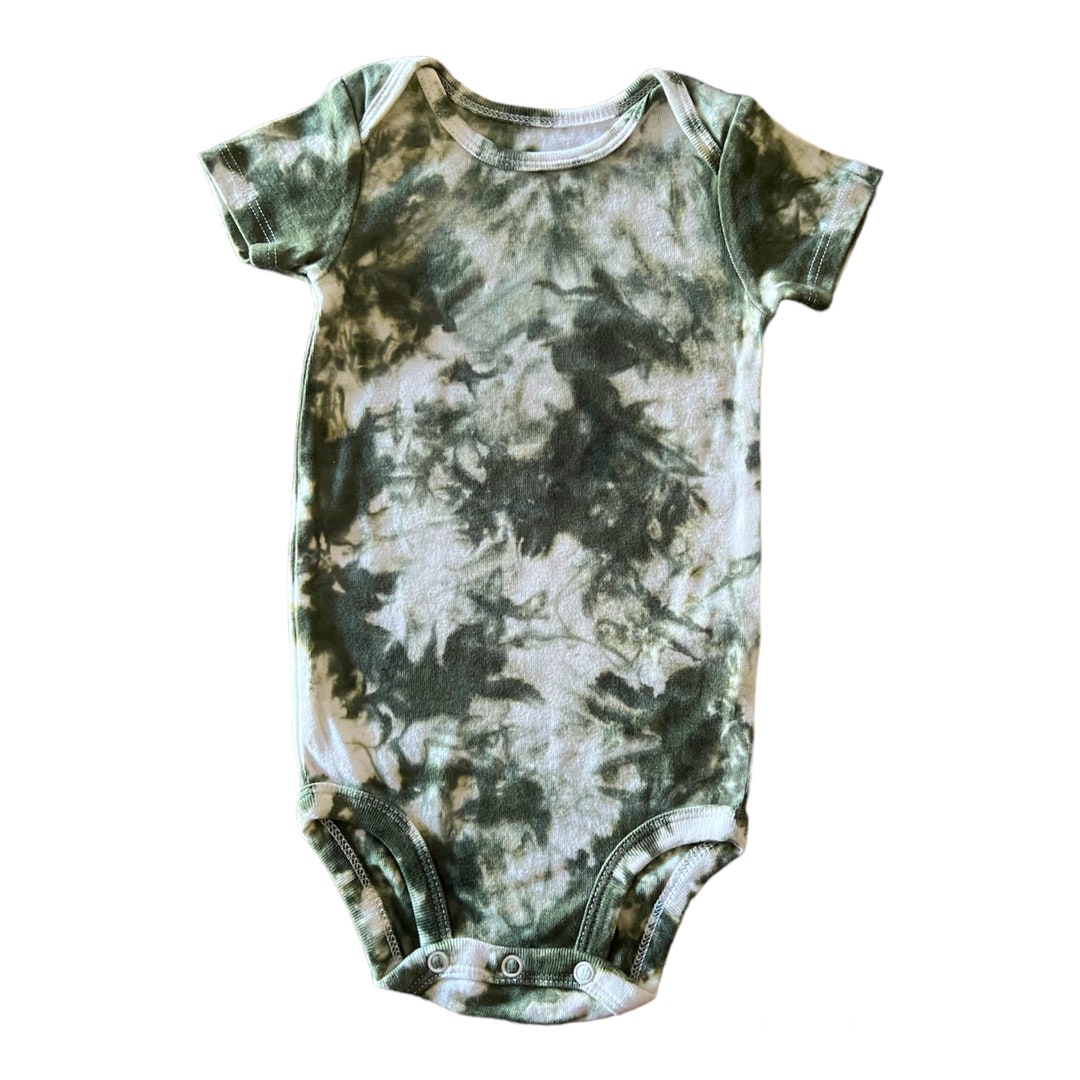 Sage Green Onesie Tie Dye Baby Bodysuit Size 69m Short Etsy