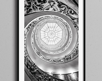 Bramante Staircase Print: Vatican Museum Spiral Staircase Photography Poster
