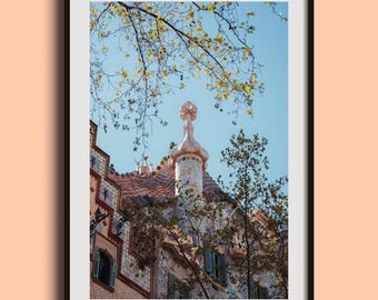 Impresión fotográfica de la Casa Batlló, Arte mural de la arquitectura Gaudí, Impresión de viajes de Barcelona, Decoración del modernismo español