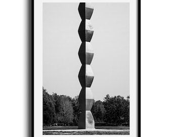 Stampa artistica di Brancusi Endless Column: poster in bianco e nero