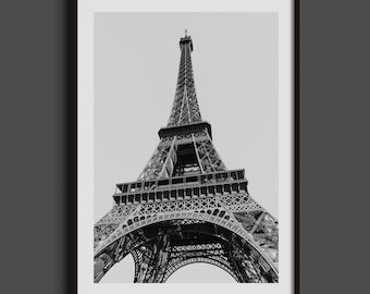 エッフェル塔 白黒 パリ 写真プリント - フランス建築 旅行ポスター 壁アート 装飾