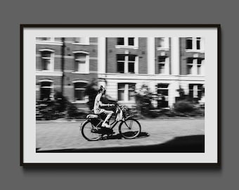 Amsterdam Bicycle Poster: Black and White Dutch Urban Photography
