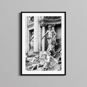 Trevi Fountain Print: Black and White Rome Photography, Italian Art