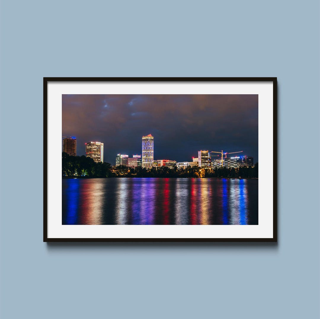 View of Cityscape Night Wall Art, Urban Skyline Print - Etsy