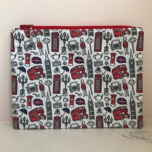 Estuche con cremallera con motivos de Londres y colgante del Big Ben, neceser, funda para cosméticos, funda para pasaporte, cartera, viajes, Reino Unido, Inglaterra, Gran Bretaña