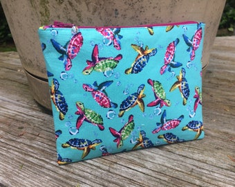 Surf Hawaiian Turtle Honu Unisex Canvas Coin Purse Wallet Coin Purse Canvas Zipper Wallet