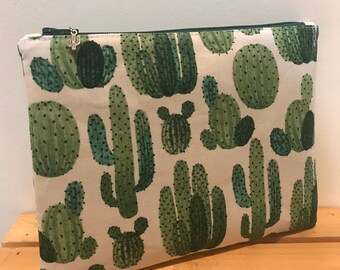 Succulent Cactus Print Zipper Pouch, Cactus Charm, Cosmetic Bag, Make-Up Bag, Cosmetic Case, Plants, Botanical, Nature, Gardening, Holiday