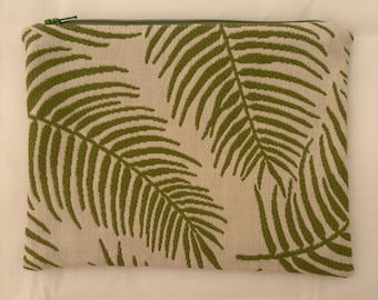 Upcycled Palm Leaves Soft Zipper Pouch: Handmade Cosmetic Bag