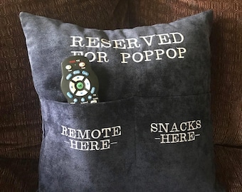 Custom Embroidered Personalized Pocket Pillow, Personalized Father’s Day Gift, Gift for Dad, Gift for Grandpa, Father’s Day Gift Pillow