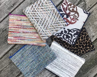 Upcycled Fabric Zipper Pouch: Repurposed Home Decor Textiles