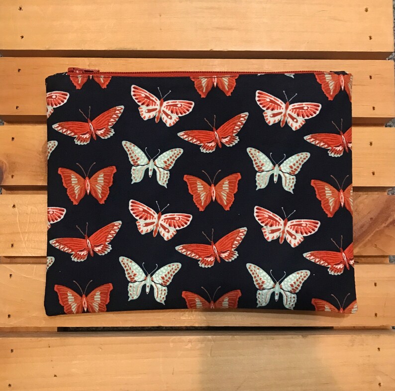 Butterfly Print Zipper Pouch, Make Up Bag, Cosmetic Case, Wallet, Butterflies, Butterfly Fabric, Nature, Mother's Day Gift, Teacher Gift image 1