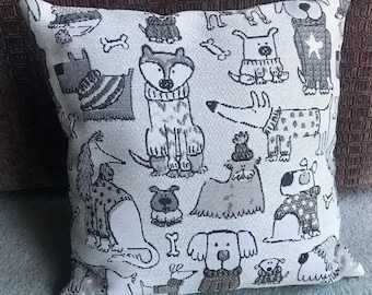 18" Puppy Dog Throw Pillow, Dogs, Puppy, Pillow, Accent Pillow, Home Decor, Dog Lover, Dog Gift, Groomer Gift, Dog Breeds, Dog Fabric, Gift